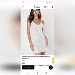 Lulu's White Backless Sequin Dress